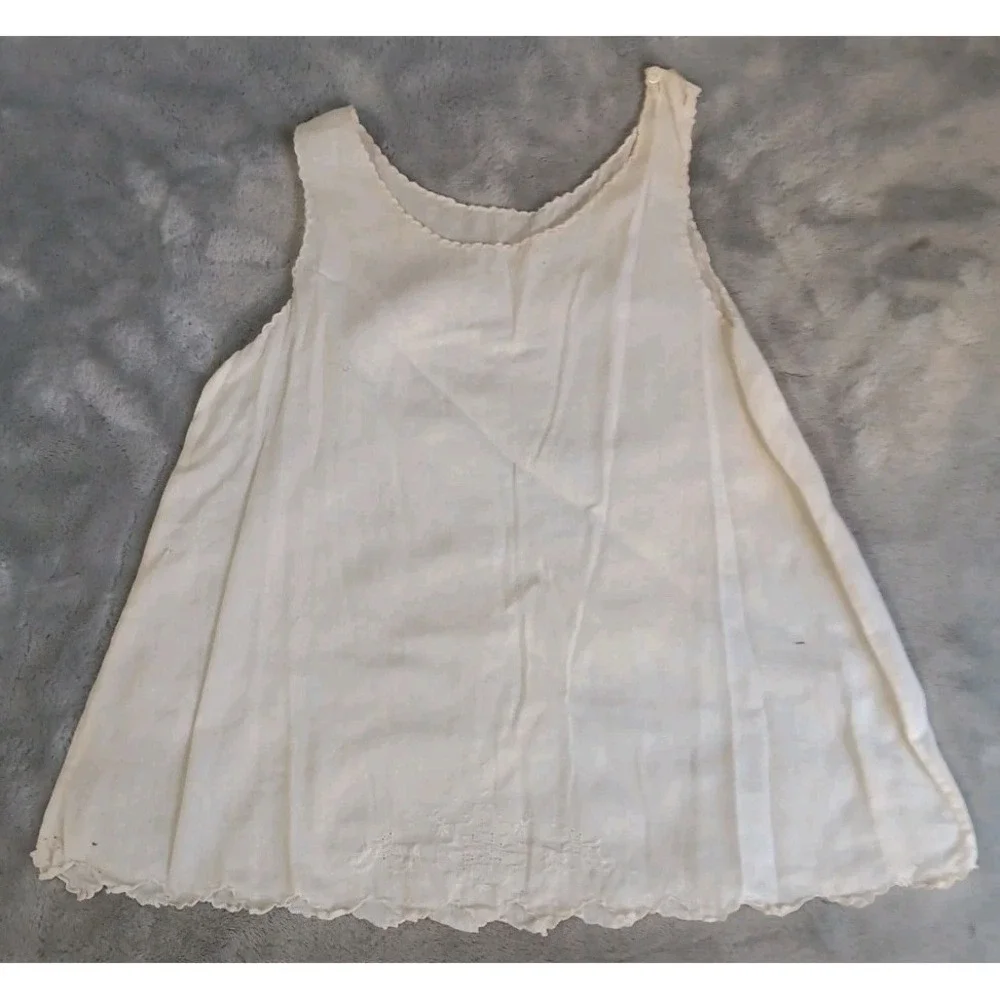 3 Vtg Handmade Infant Toddler Slip Embroidered Off‎ White Light Cotton READ SEE